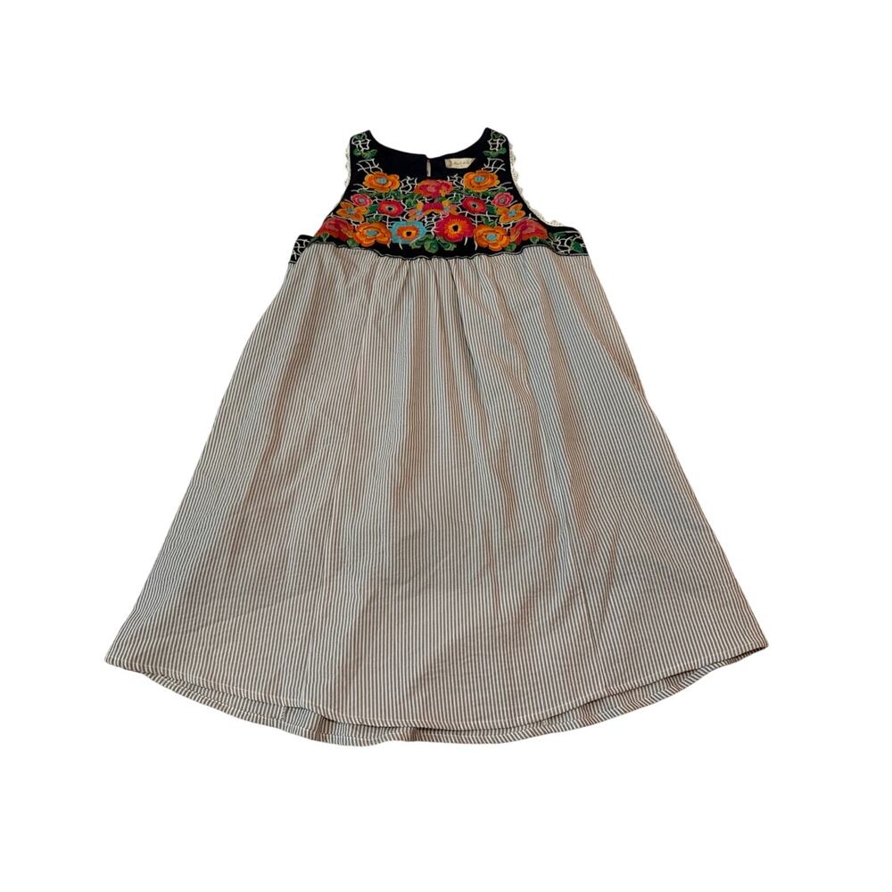 Altar'd State Embroidered Floral Mini Dress Stripe Boho Cottagecore Size Medium
